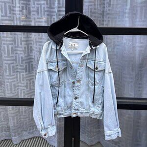 Zara Jaket Jeans Denim Hoodie Oversized Washed